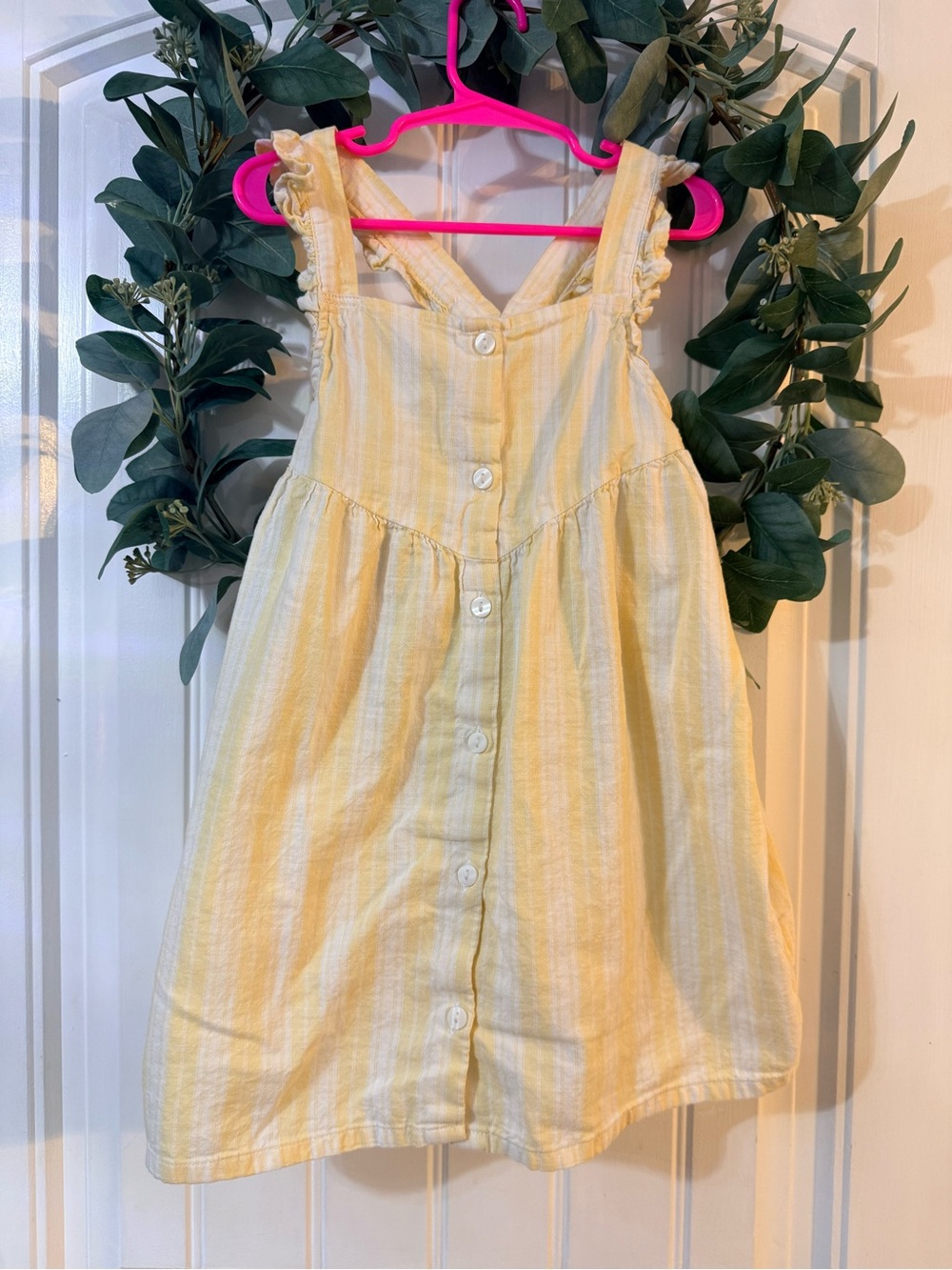 💫4/$25 • H&M Yellow Striped Ruffle Trim Cotton Dress
